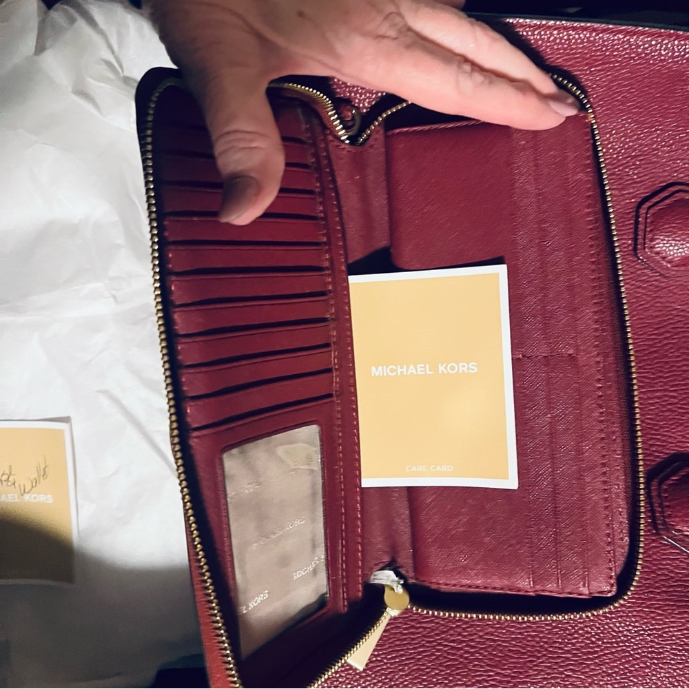 Mk Cranberry Purse With Matching Wallet - image 4